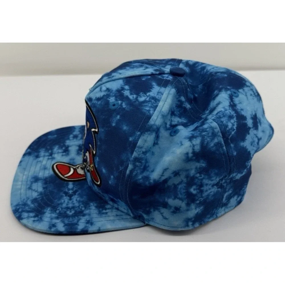 Sonic the Hedgehog Youth Snapback Hat Blue Tie Dye Embroidered Flat Brim Cap
